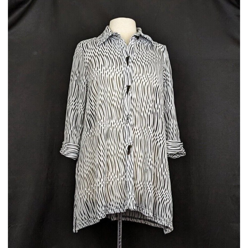 Moonlight Y& S Fashion Tunic Top Black White Stripe Lagenlook Women's Size S